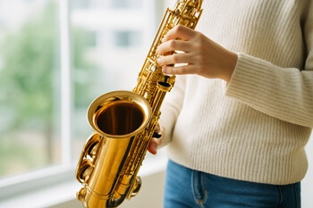 サックスを演奏してる男性